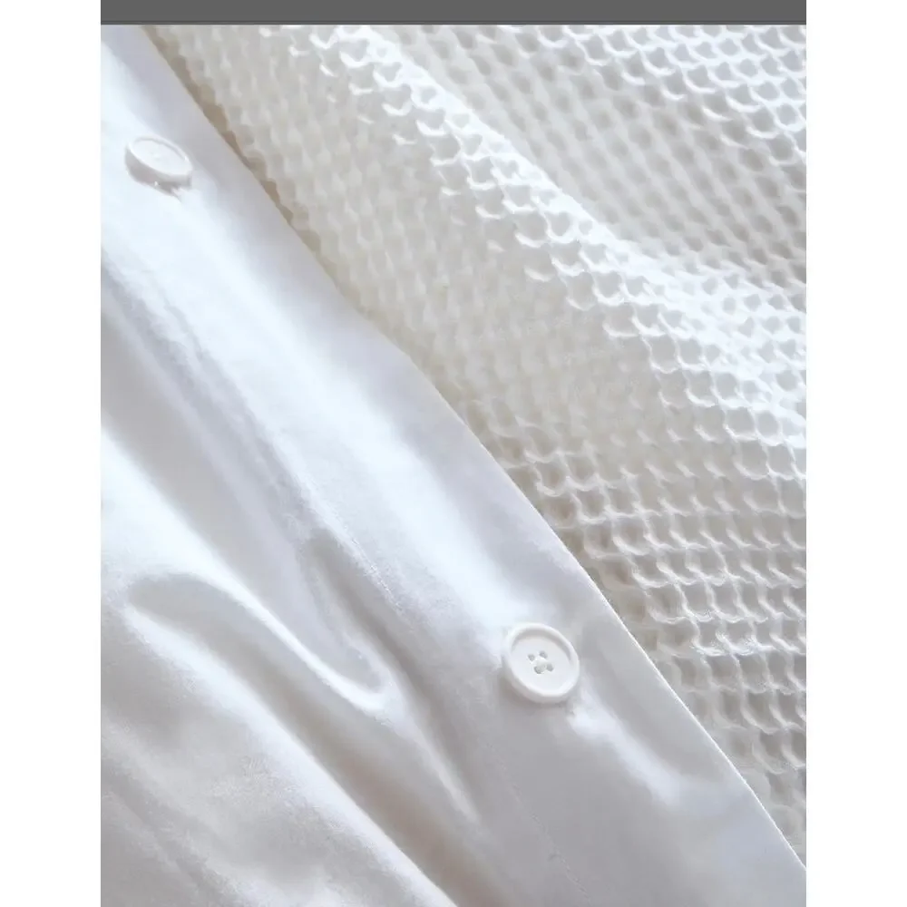 NWT Quince 100% Organic Cotton Waffle Duvet Cover 3Pc Set King Cal King White